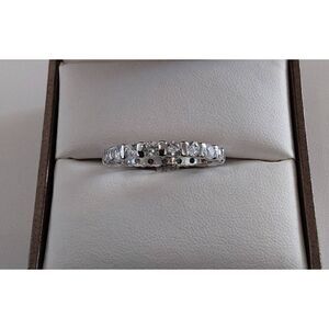2 Ct. Round Cut Genuine Diamond Simulant Bar Link Eternity Band Ring Sz 8~925SS